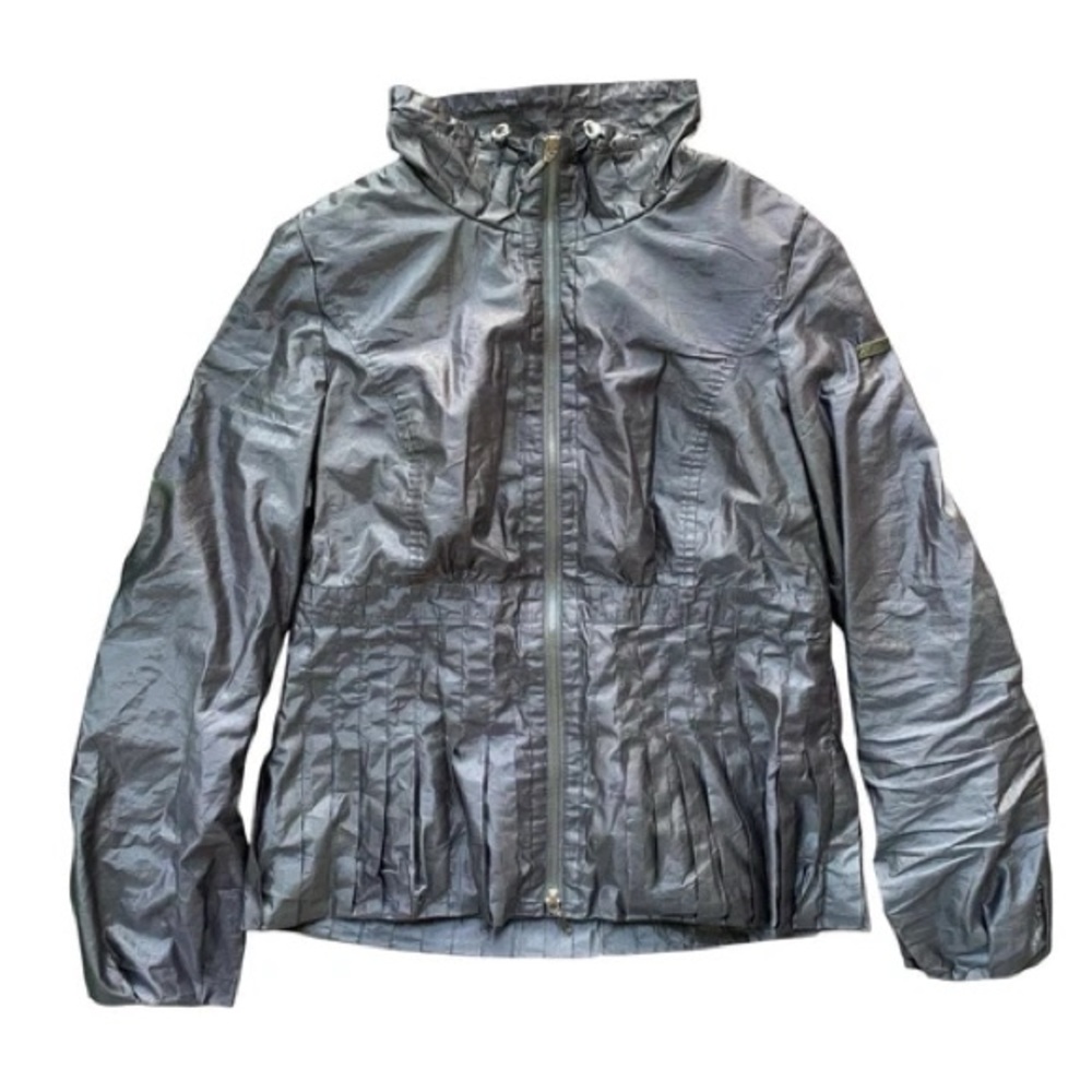 Geox Respira Italy Lightweight Pleated Zip Windbreaker Jacket Gray Size 10